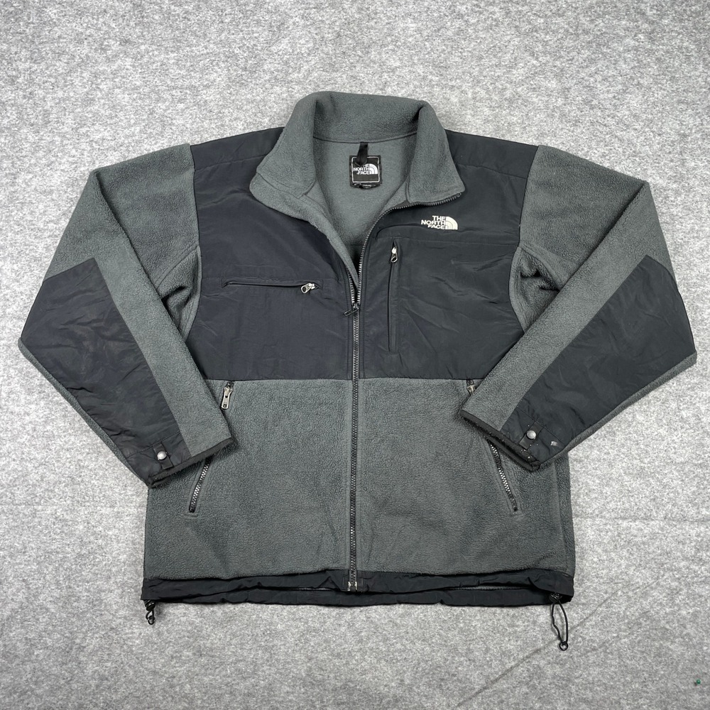 The North Face Denali Fleece Jacket Mens M Grey Black Polartec Full Zip Coat